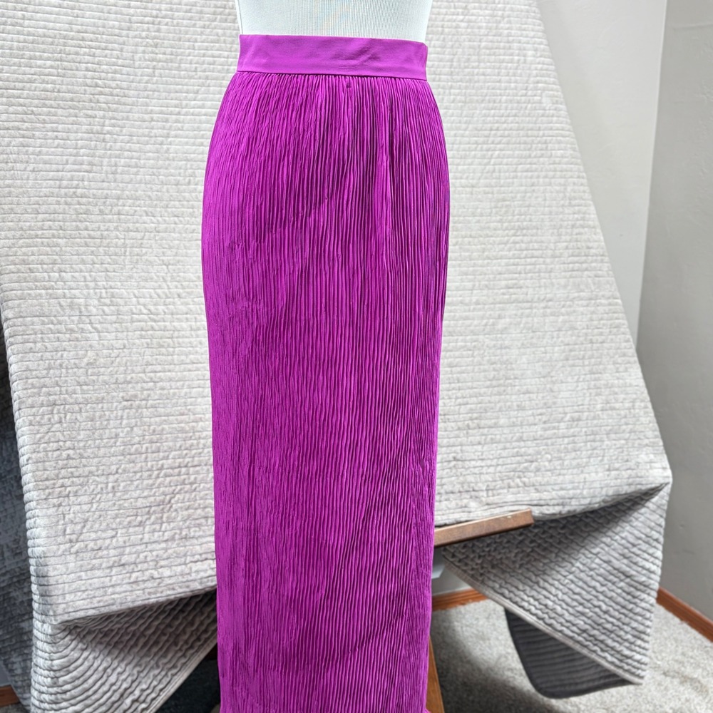 Prophecy Vintage Magenta Purple Micro Pleated Maxi Skirt Size 4 Made in USA